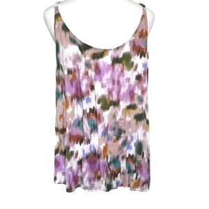 TORRID Women's 3X Purple Green Cami Tunic Top Adjustable Straps Lightweight‎ Art